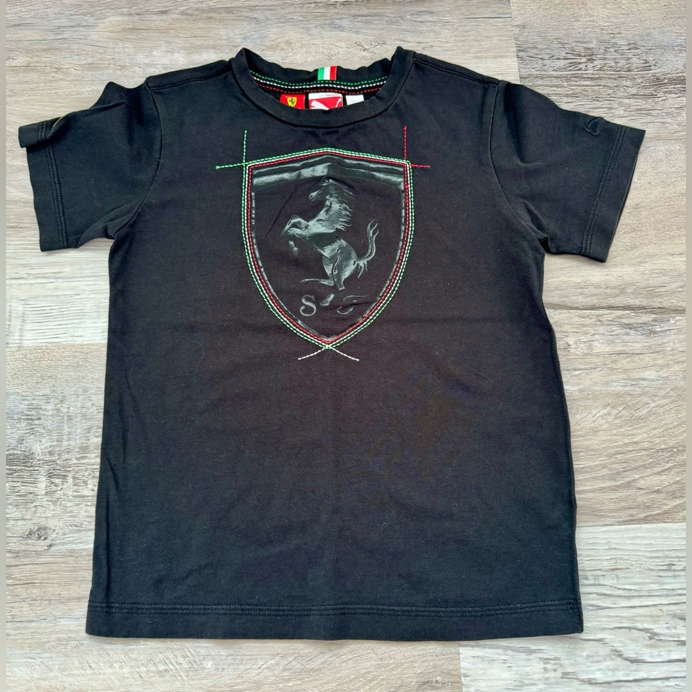 Ferrari and Puma Scuderia Shirt Boys T-Shirt Size 6 Black Logo